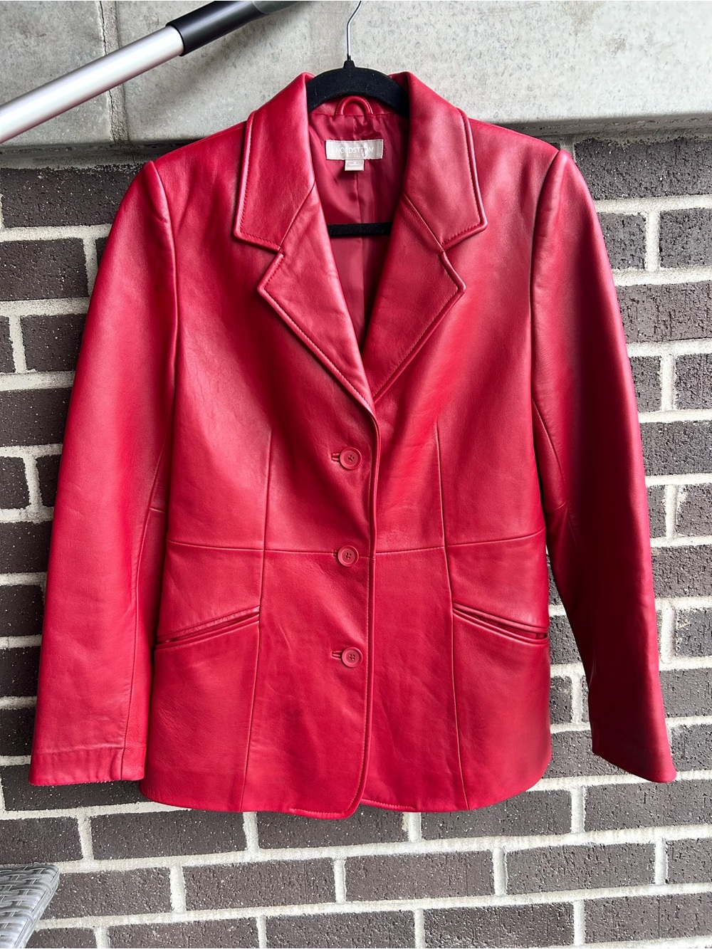 Nordstrom Vintage Red Leather Blazer Jacket Size Small